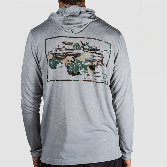 Camo Square Body - Long Sleeve Hooded Fishing Shirt