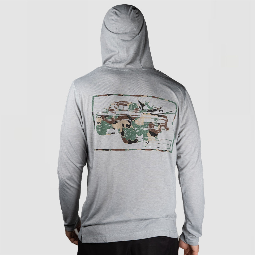 Camo Square Body - Long Sleeve Hooded Fishing Shirt