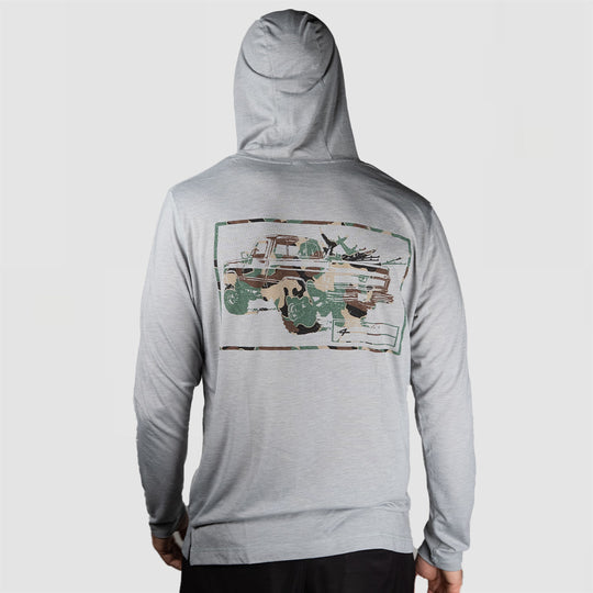 Camo Square Body - Long Sleeve Hooded Fishing Shirt