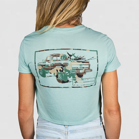 Camo Square Body - Womans Flowy Crop Tee