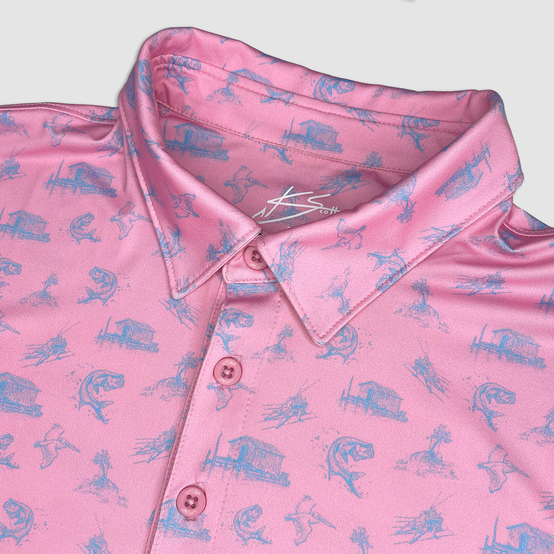 color fish polo Kscott Fish Camp Polo Sunrise, Large Short Sleeve Shirt