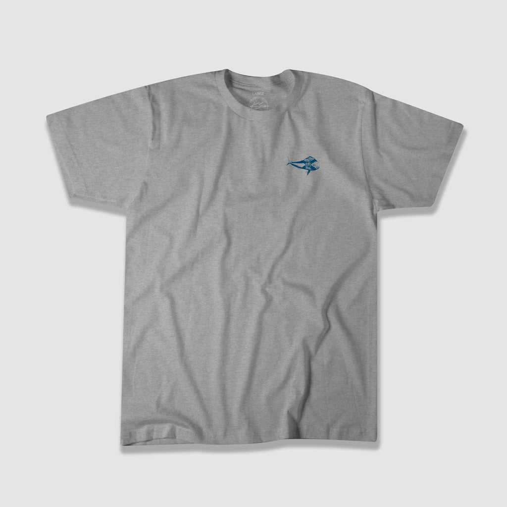 Mahi Flag Fishing T-Shirt - Dark Heather Gray