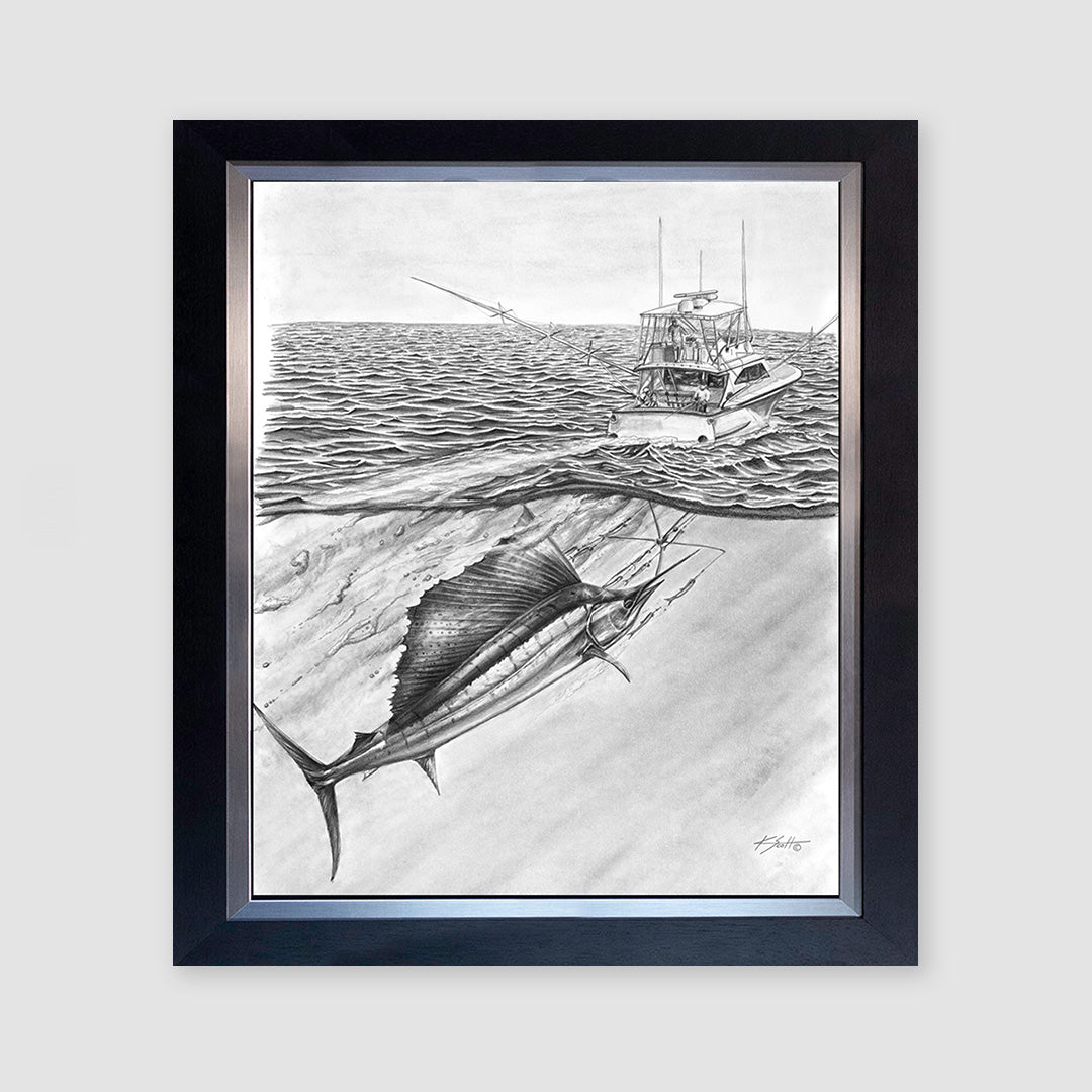 On The Dredge Pencil Marine Artwork